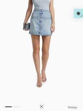 L'AGENCE Kris Denim Button-Front Mini Skirt in Fontana